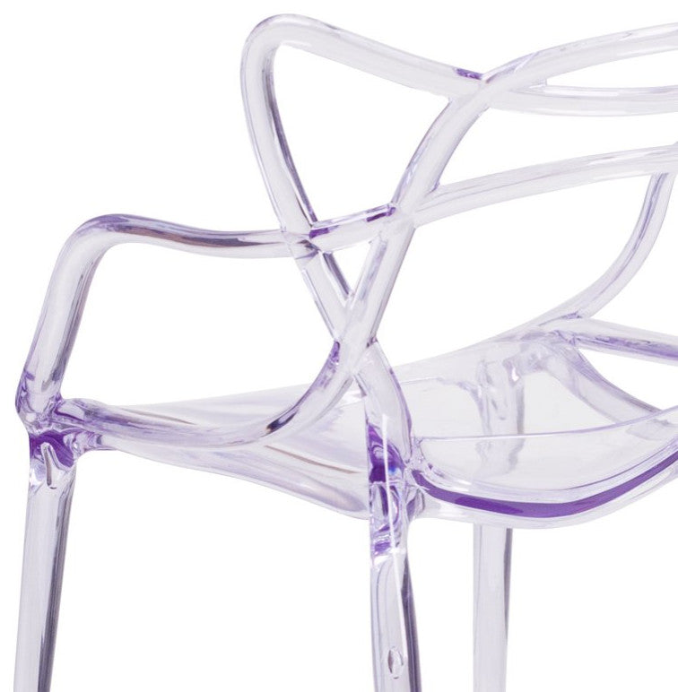 Set of 4 Outdoor Stackable Chair, Unique Design With Transparent Crystal Finish