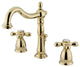 Kingston Brass Widespread Bathroom Faucet With Brass Pop-Up, Polished Brass