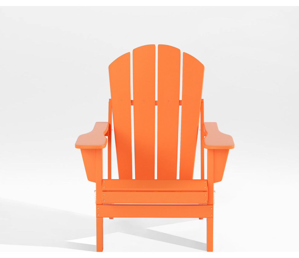 HDPE Outdoor Patio Folding Poly Adirondack Chair, Orange