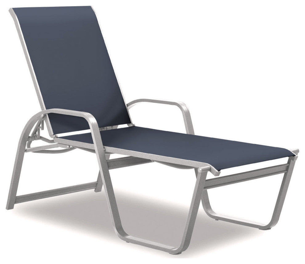 Aruba II 4-Position High Bed Chaise, Textured White, Augustine Denim