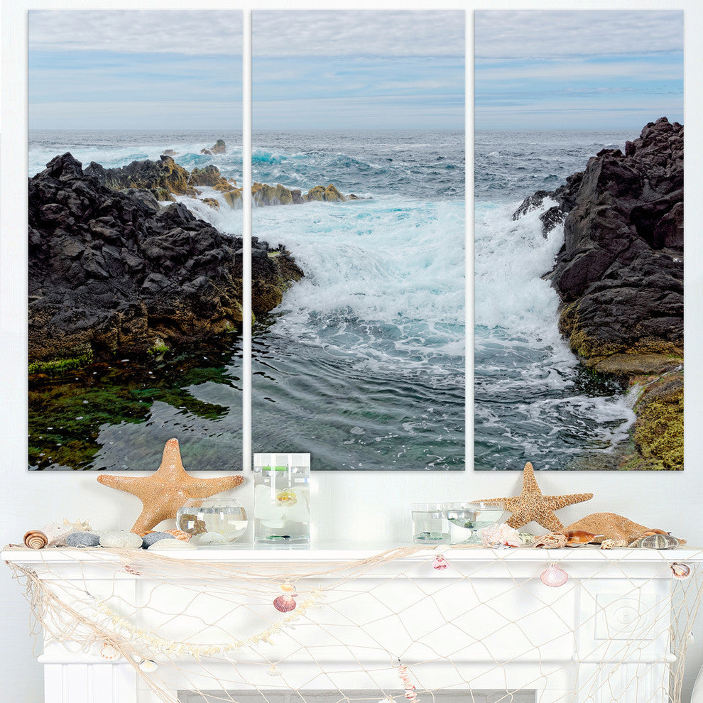 "Splashing Waters to Mossy Rock" Metal Wall Art, 3 Panels, 36"x28"