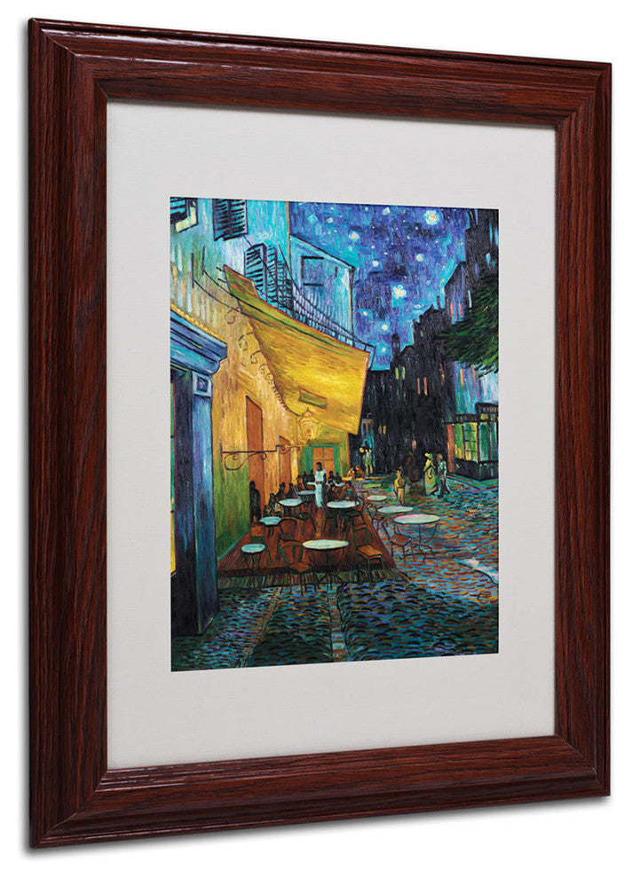 'Cafe Terrace' Matted Framed Canvas Art by Vincent van Gogh