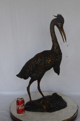 Great Blue Heron bronze statue - Size: 17"L x 12"W x 32"H.