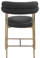 Blake Vegan Leather/Boucle Fabric Upholstered Counter Stool, Set of 2, Black