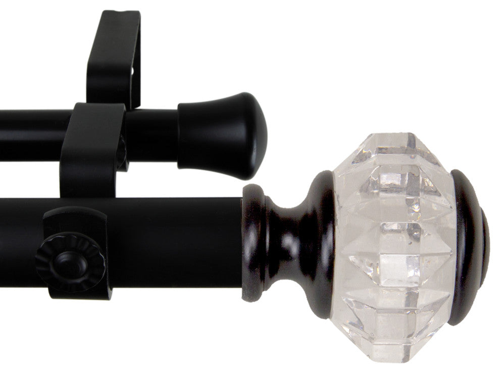 Lyla 1"D Double Curtain Rod, Black, 120-170"