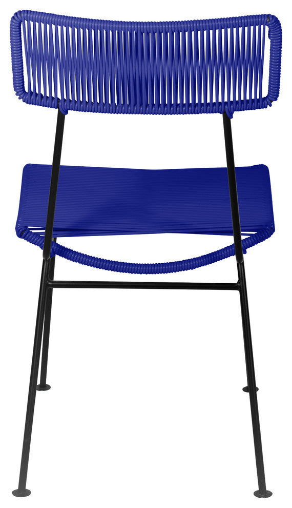 Hapi Indoor/Outdoor Handmade Dining Chair, Deep Blue on Black