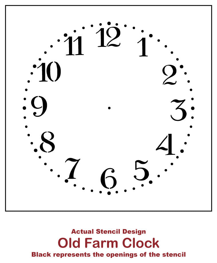 Old Farm Clock Wall Stencil, Vintage Decor, Medium