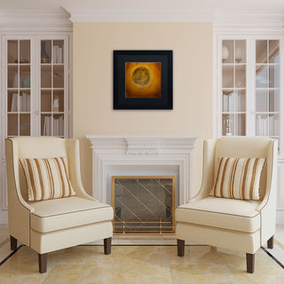 'Moon on Yellow' Matted Framed Canvas Art by Nicole Dietz