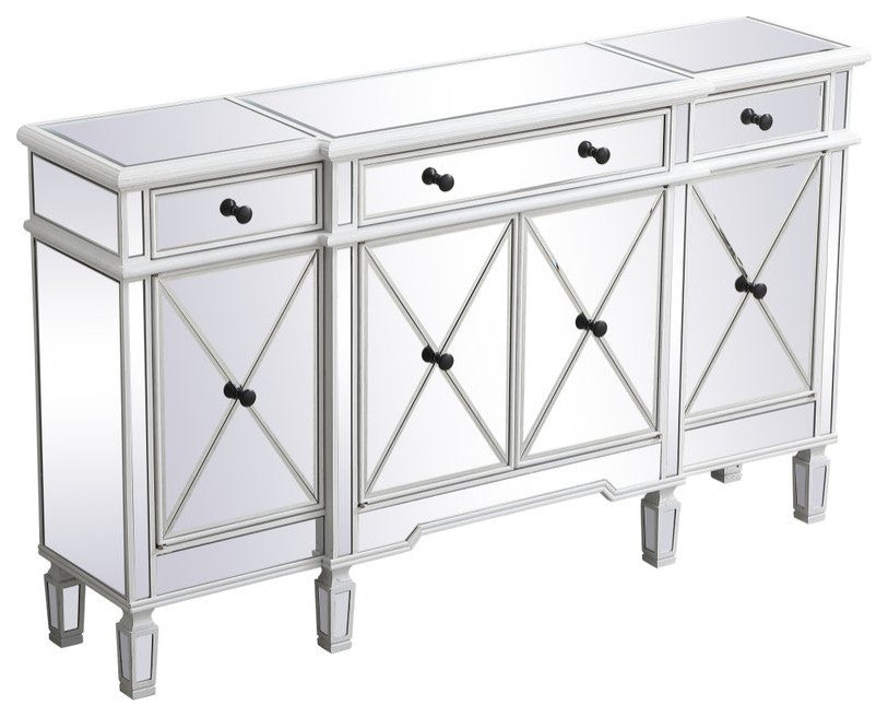 Calum 60" Mirrored Credenza, Antique White