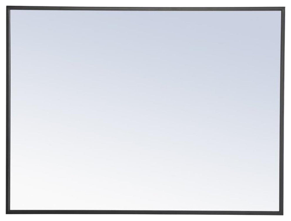 Elegant Decor Monet 32" x 24" Rectangle Metal Frame Mirror in Black