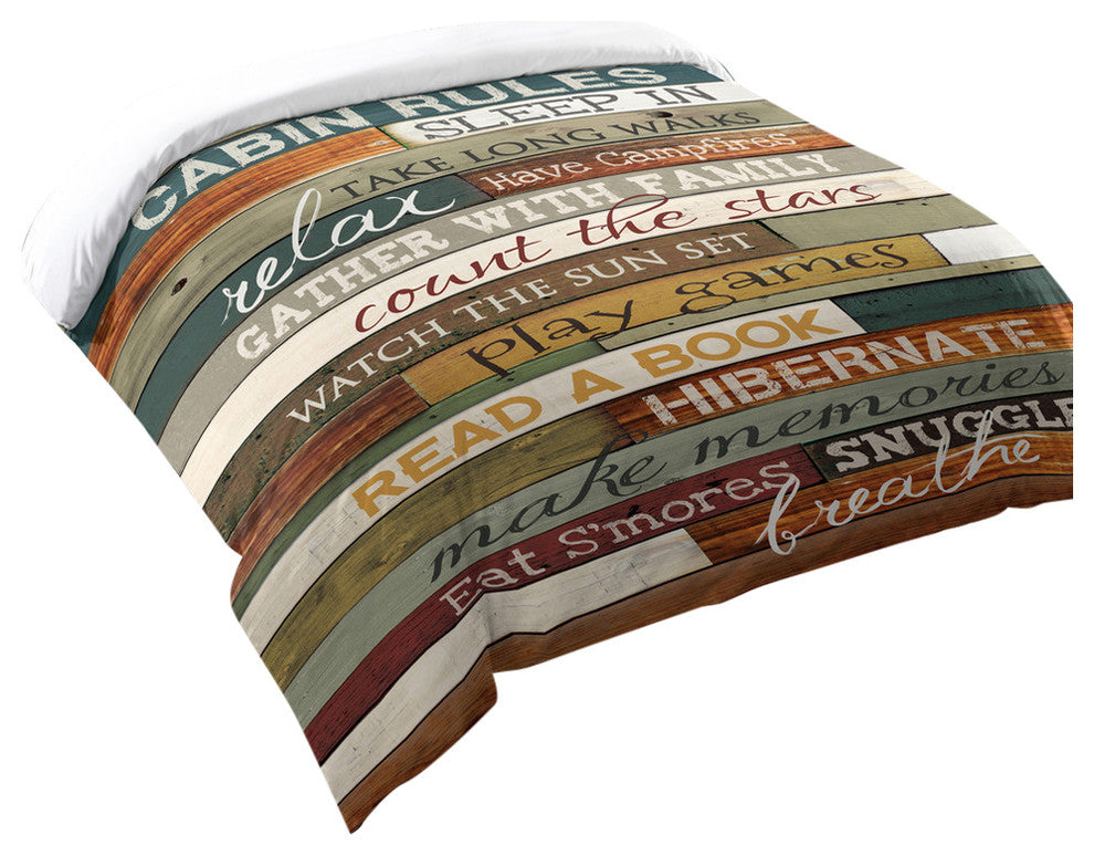 Laural Home Cabin Rules Comforter, Queen