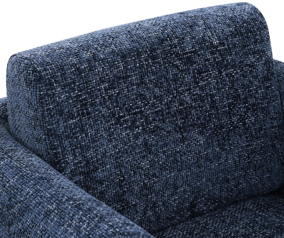 Alessandra Cream Chenille Fabric Swivel Accent Chair, Navy