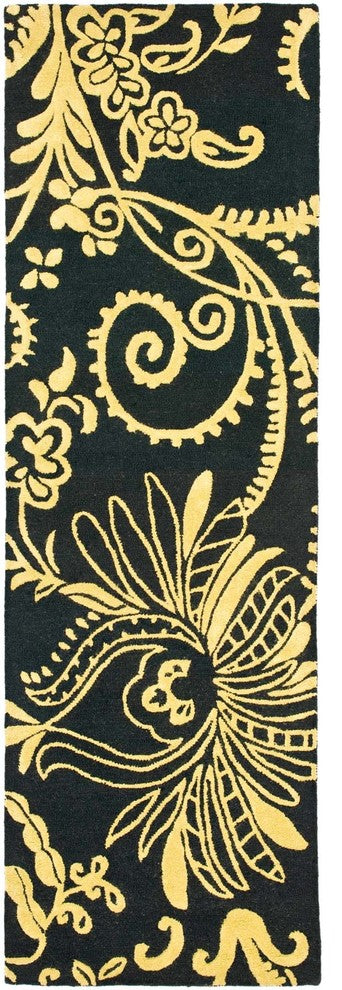 Safavieh Soho Soh832A Floral Rug, Black/Green, 2'6"x8'0" Runner