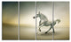 White Horse in Motion, Animal Canvas Art Print, 48"x28", 4 Panels