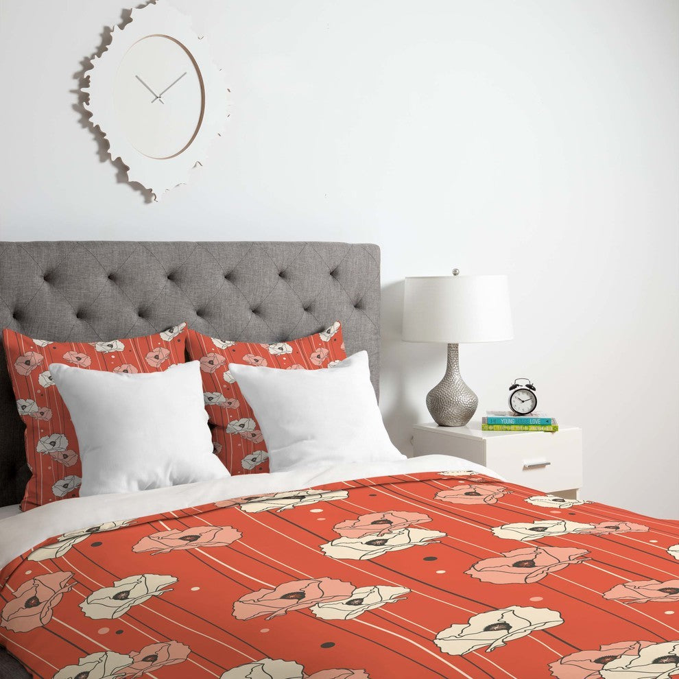 Deny Designs Heather Dutton Red Poppy Field 1 Duvet Cover - Lightweight