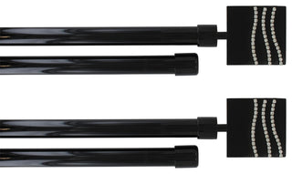 2 Pack Adjustable 3/4" Double Window Curtain Rod 50" to 82", Black
