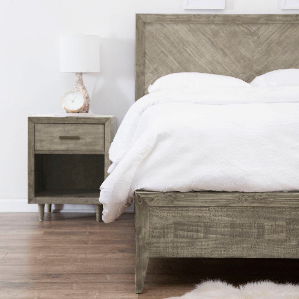 Silas Mid-Century Bed, Gray, King