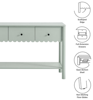 Emmeline 3-Drawer Scalloped Console Table, Sage