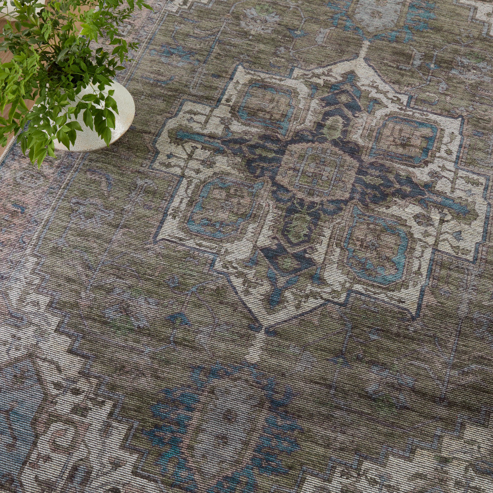 Vibe by Jaipur Living Chaplin Medallion Green/ Blue Area Rug 5'3"X8'