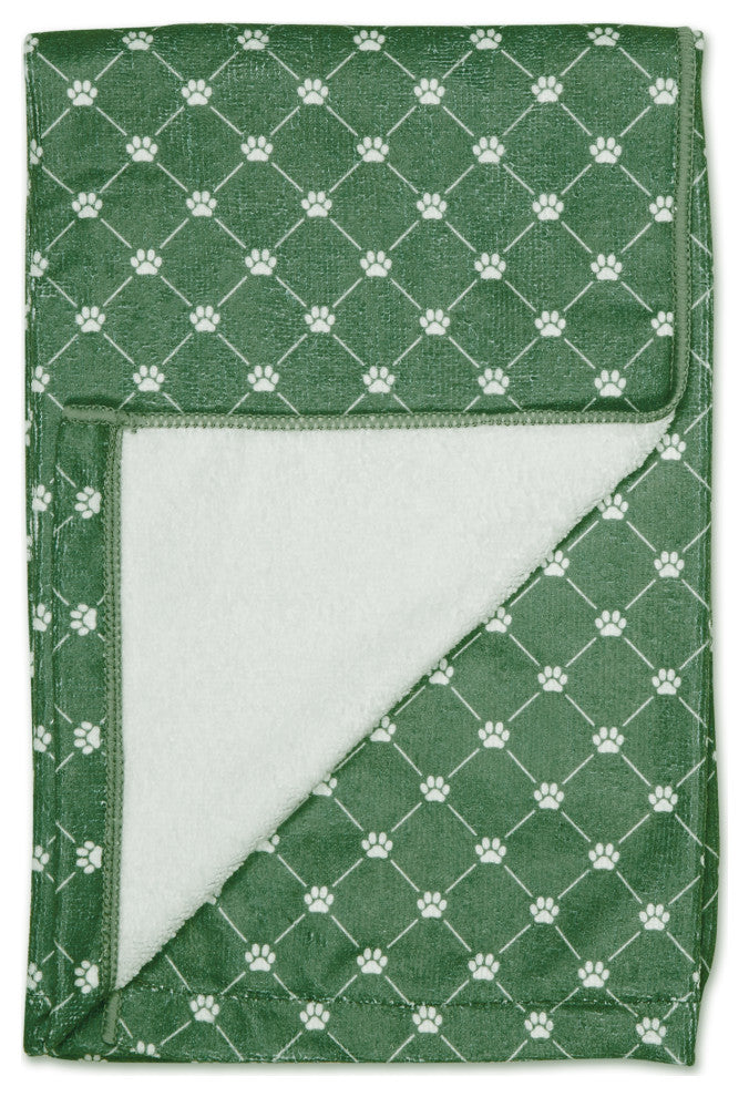Hunter Green Printed Trellis Paw Pet Towel