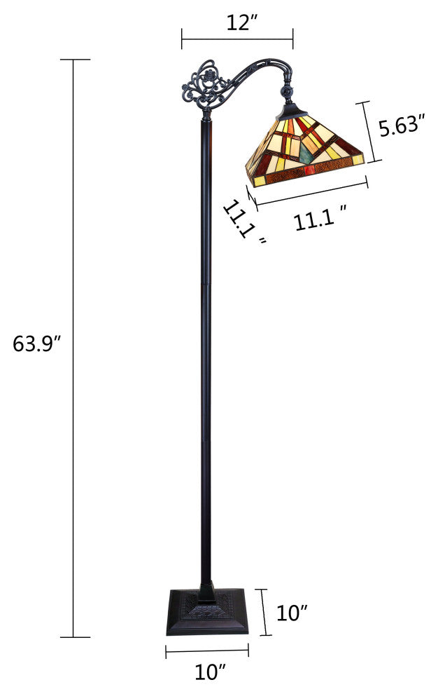 Vincent Tiffany-Style 1-Light Mission Reading Floor Lamp 11"