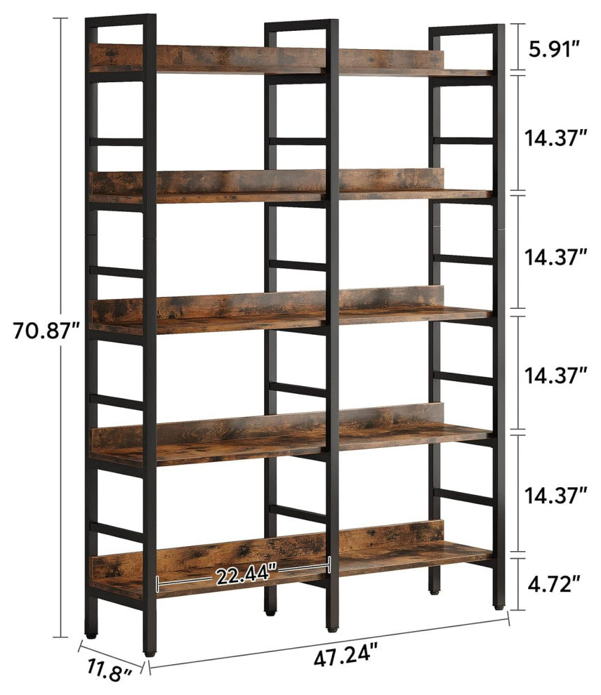 Tribesigns 5-Tier Industrial Bookshelf, Etagere Bookcase, Book Shelf,Bookshelves