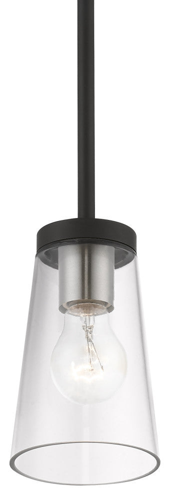 Cityview 1 Light Black With Brushed Nickel Accents Mini Pendant