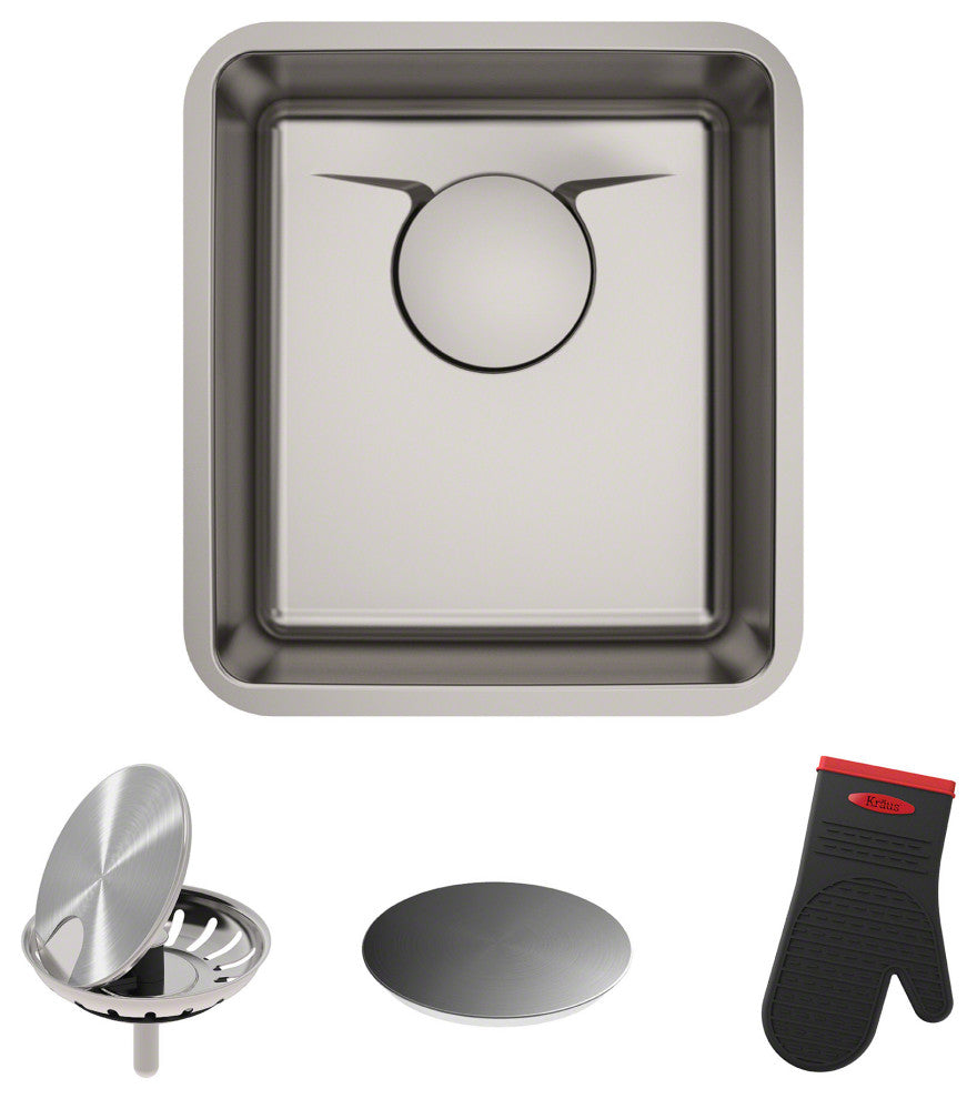Kraus KD1US17 Dex 17" Single Basin 16 Gauge Stainless Steel - Gloss