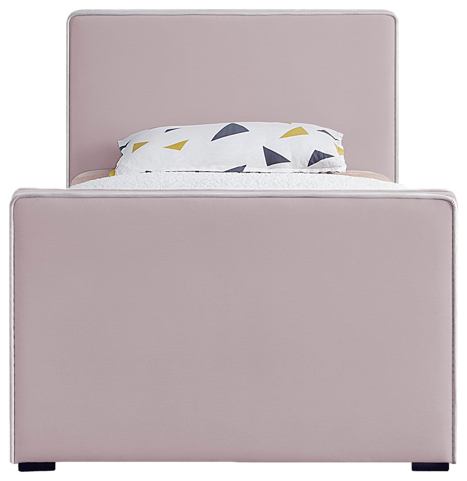 Dillard Velvet Upholstered Bed, Pink, Twin
