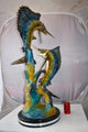 Set Of Intertwined Sailfish and Marlin Colored Bronze Statue  27" x 20" x 47"H