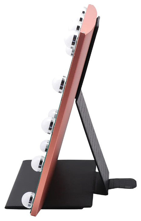 Lumiere Touch Pad Pro LED Makeup Mirror, Rose Gold, Hollywood Bulbs