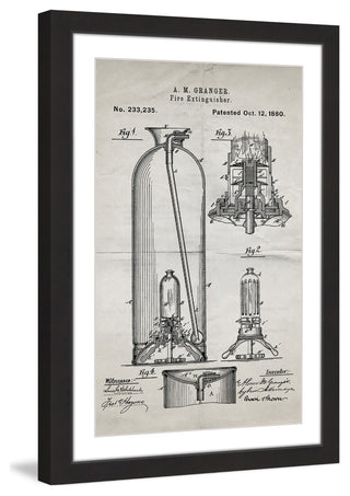 "Extinguisher 1880 Old Paper" Framed Painting Print