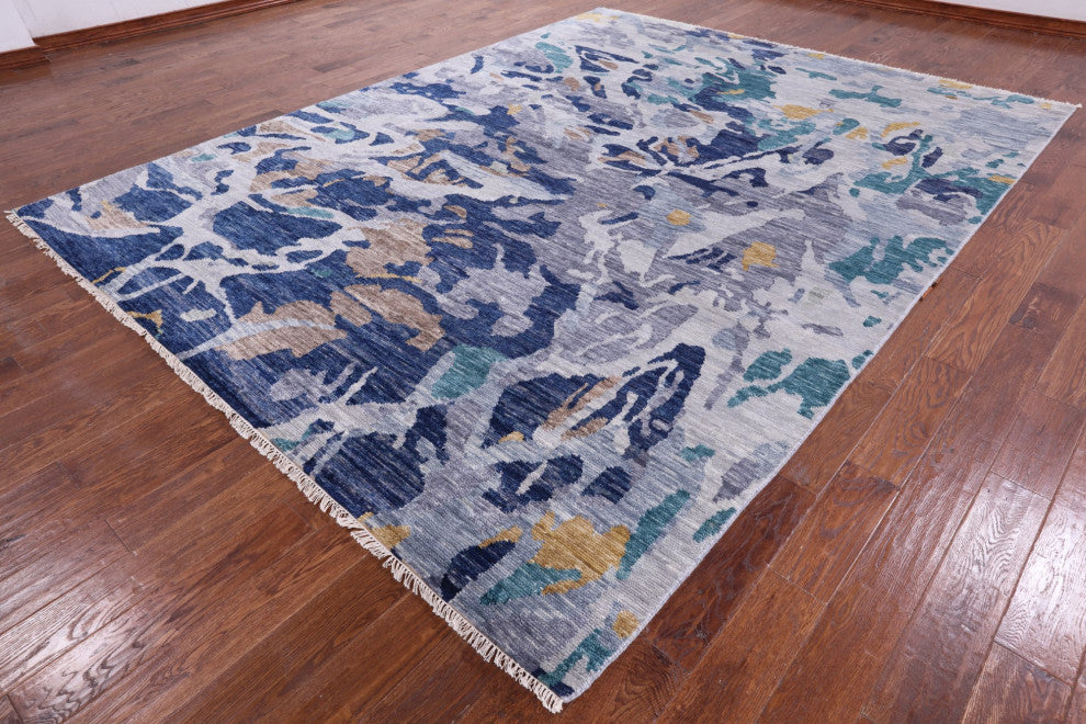 8' 11" X 11' 9" Abstract Handmade Wool Rug Q8578