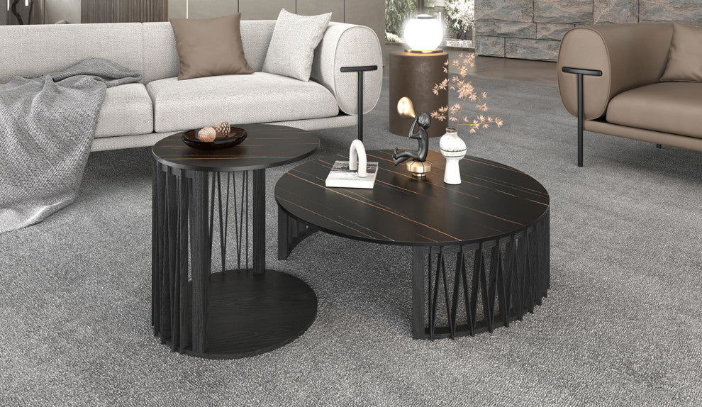 Modrest Larimer Modern Round Coffee Table Set