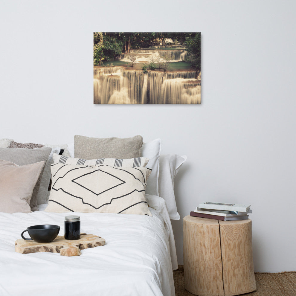 Misty Huay Mae Khamin Waterfall Thailand Landscape Photo Canvas Wall Art Prints, 24" X 36"