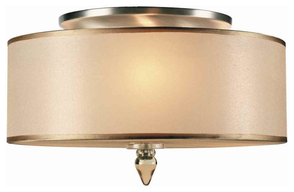 Luxo 3-Light Drum Shade Nickel Flush Mount