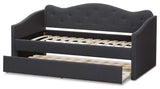 Helena Fabric Daybed With Trundle, Dark Gray
