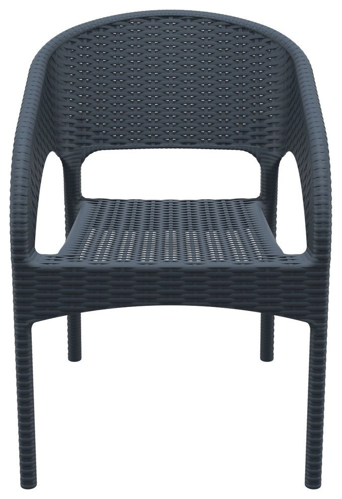Panama Resin Wickerlook Dining Arm Chair, Dark Gray, Set of 2