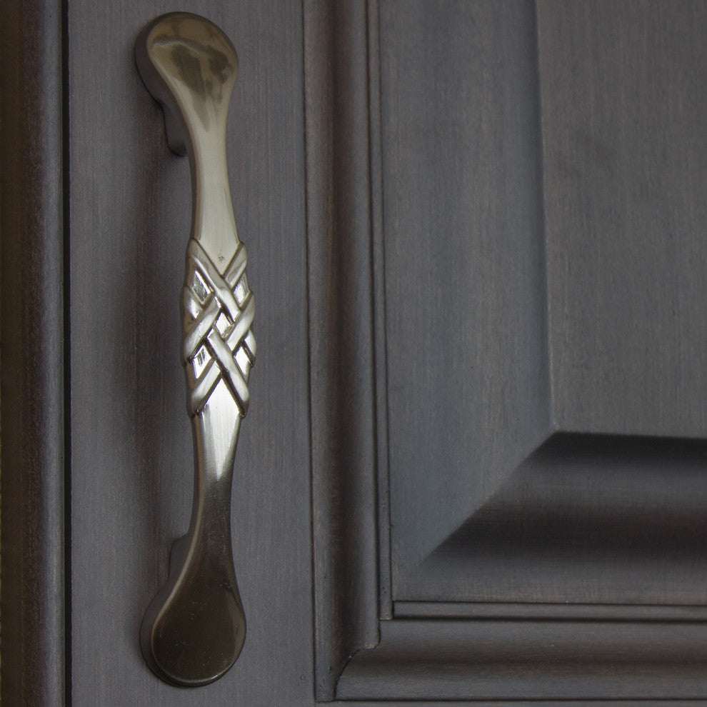 3" Center Braided Pull, Set of 3, Satin Nickel