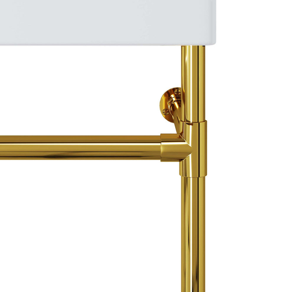 Redeem 40" Wall-Mount Gold Stainless Steel Bathroom Vanity, Gold White