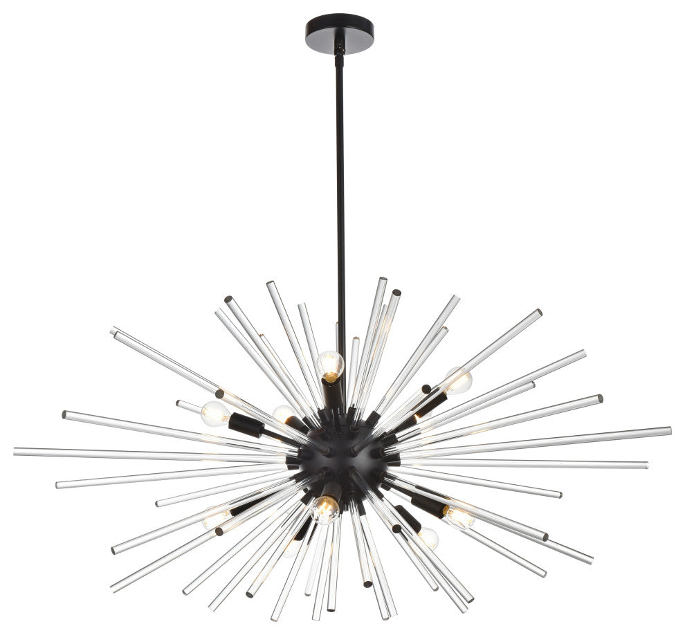 Samuel 46" Crystal Rod Pendant, Black
