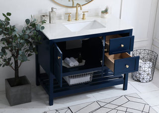 Tobias 42" Single Bathroom Vanity, Blue With Backsplash