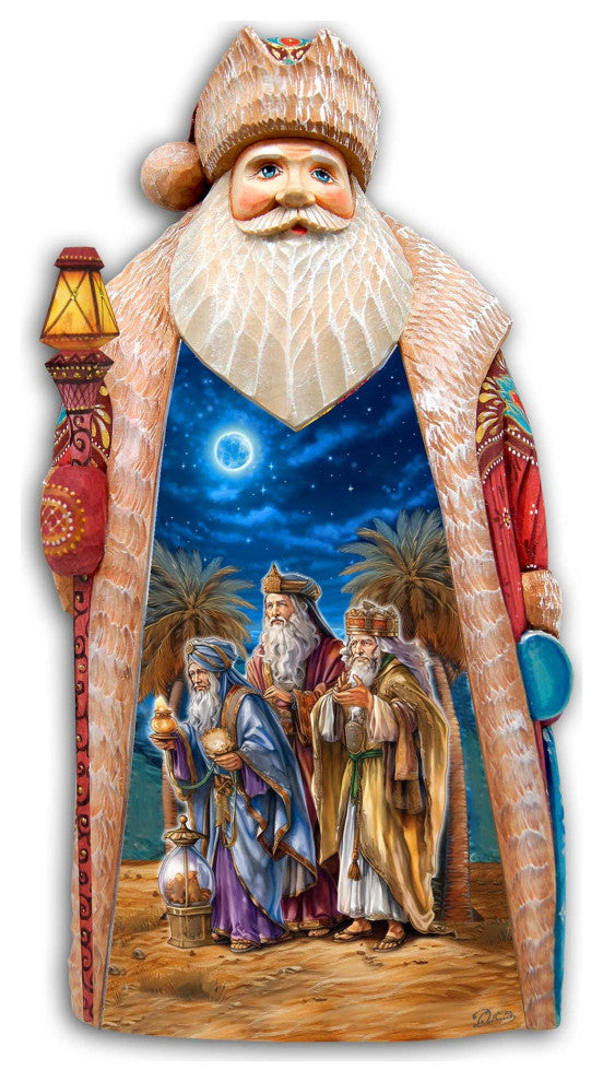 Three Kings Journey Santa Hand-Painted Wood Carved Masterpiece by G. DeBrekht