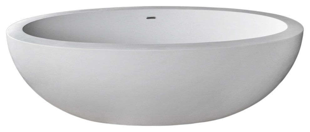 ANZZI Kekehun 6.3-ft Solid Surface Freestanding Tub, Matte White