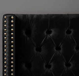 Barolo Velvet Upholstered Bed, Black, Twin