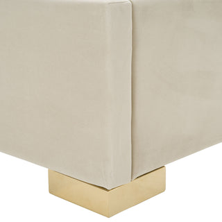 Modrest Daystar Modern Beige Velvet and Gold Bed, Eastern King