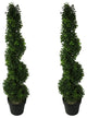 3 Feet Aritificial Boxwood Leave Spiral Topiary Plant in Plastic Pot, Green, Set