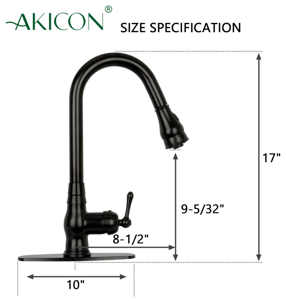 Pull Down Kitchen Faucet With Deck Plate, Single Level Solid Brass Sink Faucets,