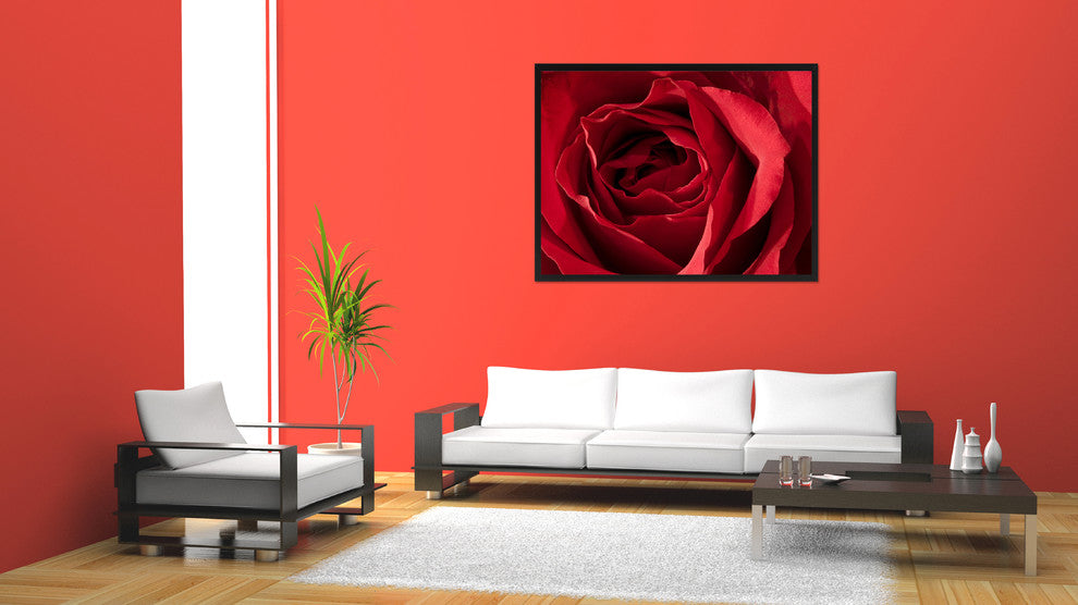 Red Rose Flower Print on Canvas with Picture Frame, 28"x37"