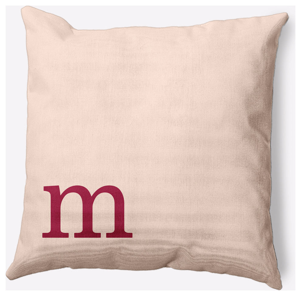 18" x 18" Modern Monogram Indoor/Outdoor Polyester Throw Pillow, Cranberry